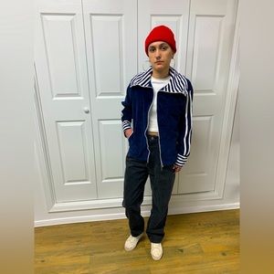 Vintage. Velour. Butterfly stripped collar zip up jacket.
